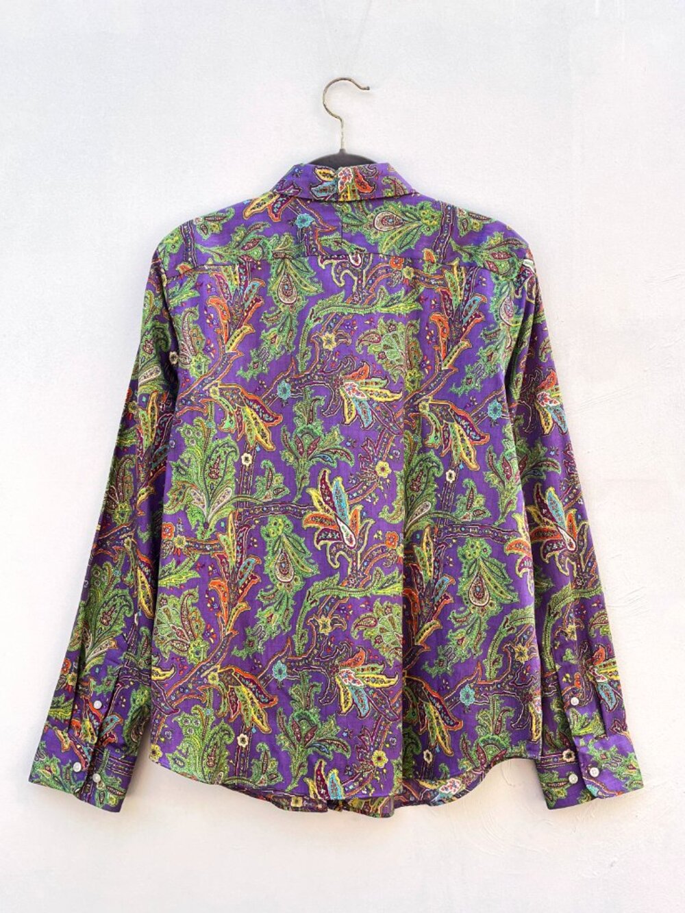 Chaps Ralph Lauren Women's Preppy Purple Paisley Cotton Button Down Shirt Large - Picture 5 of 6